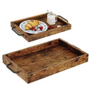 Rolanstar Large Wooden Nesting Serving Trays Set of 2