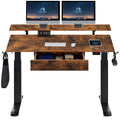 Rolanstar Height Adjustable Dual Motor Standing Desk with Drawer, USB Charging Ports and Hooks 47 Inch