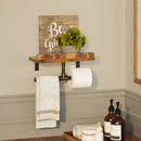 Rolanstar Wall Mounted Double Roll Toilet Paper Holder with Wood Shelf