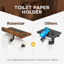 Rolanstar Wall Mounted Double Roll Toilet Paper Holder with Wood Shelf