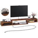 Rolanstar Wall Mounted TV Stand with Power Outlet 70 Inch Brown