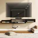Rolanstar Wall Mounted TV Stand with Power Outlet 70 Inch Black