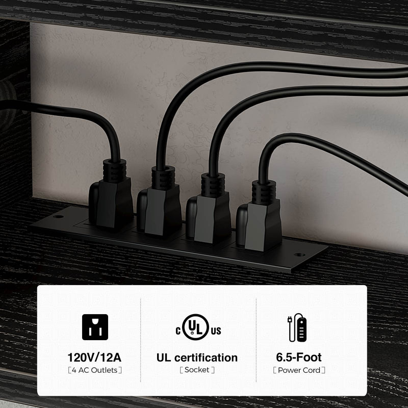 Rolanstar Wall Mounted TV Stand with Power Outlet 59 Inch Black